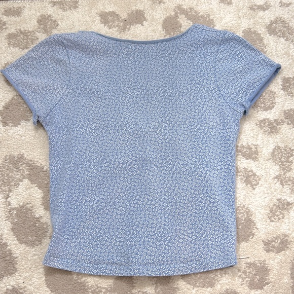 ★ BRANDY MELVILLE Blue And White Low Cut Top - Picture 2 of 2